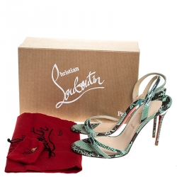 Pre Owned Christian Louboutin Two Tone Python Leather Anna Strappy Sandals Size 40