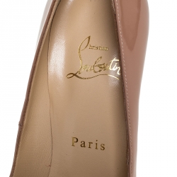 Pre Owned Christian Louboutin Beige Patent Leather So Kate Pumps Size 38