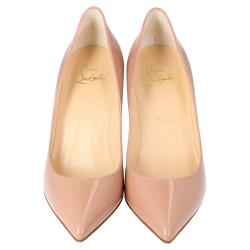 Pre Owned Christian Louboutin Nude Patent Leather Pigalle Pointed Toe Pumps Size 40.5
