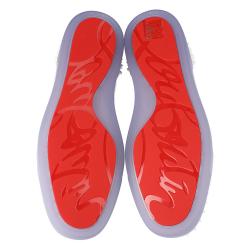 Pre Owned Christian Louboutin White Embossed "LoubinTheSky" Leather Lou Spikes 2 High-Top Sneakers Size 44.5