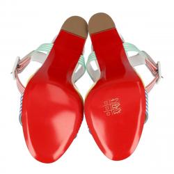 Pre Owned Christian Louboutin Multicolor Patent Leather Palavas Block Heel Sandals Size 38