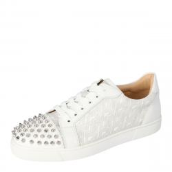 Christian Louboutin White Leather Multicolor Spikes Stud Size 39