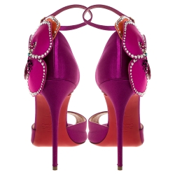 Pre Owned Christian Louboutin Pink Satin Pensamoi 120 Embellished Ankle Strap Sandals Size 38