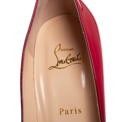 Pre Owned Christian Louboutin Red/Black Patent Leather Merci Allen Pumps Size 40.5
