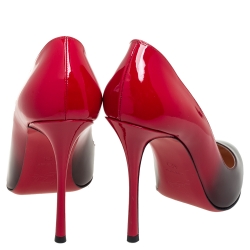 Pre Owned Christian Louboutin Red/Black Patent Leather Merci Allen Pumps Size 40.5