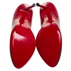 Pre Owned Christian Louboutin Red/Black Patent Leather Merci Allen Pumps Size 40.5