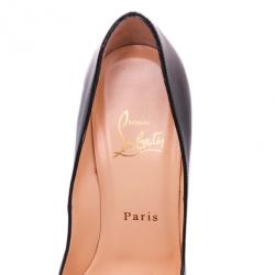 Pre Owned Christian Louboutin Black Patent Youpi Peep Toe Pumps Size 37