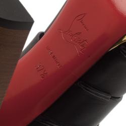 Pre Owned Christian Louboutin Black Leather Decoupata Strappy Booties Size 37.5