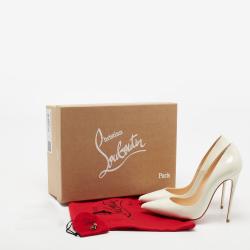 مملوكة مسبقًا Christian Louboutin White Iridescent Patent Leather So Kate Pumps Size 37