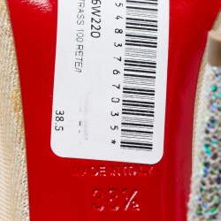Pre Owned Christian Louboutin Beige/Silver Mesh and Leather Follies Strass Pumps Size 38.5