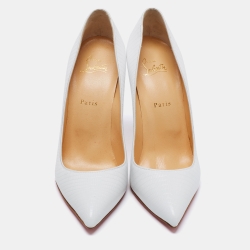Pre Owned Christian Louboutin White Lizard Embossed Leather Pigalle Follies Pumps Size 41