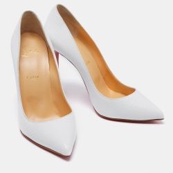 Pre Owned Christian Louboutin White Lizard Embossed Leather Pigalle Follies Pumps Size 41