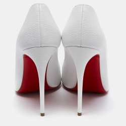 Pre Owned Christian Louboutin White Lizard Embossed Leather Pigalle Follies Pumps Size 41