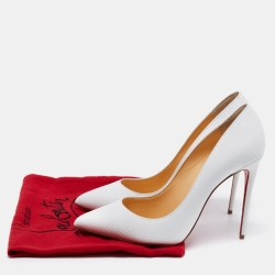 Pre Owned Christian Louboutin White Lizard Embossed Leather Pigalle Follies Pumps Size 41