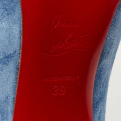 Pre Owned Christian Louboutin Blue Suede Pigalle Follies Pumps Size 39