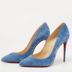 Pre Owned Christian Louboutin Blue Suede Pigalle Follies Pumps Size 39