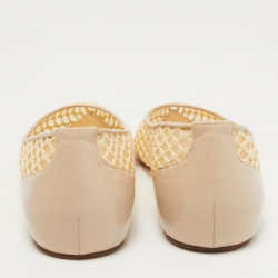 Pre Owned Christian Louboutin Beige Leather and Mesh Pigaresille Ballet Flats Size 39