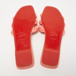 Pre Owned Christian Louboutin Pink Leather Marmella Flat Slides Size 38