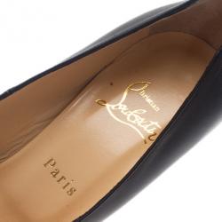 Pre Owned Christian Louboutin Black Leather Grapi Block Heel Pumps Size 39.5