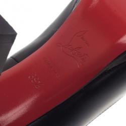 Pre Owned Christian Louboutin Black Leather Grapi Block Heel Pumps Size 39.5