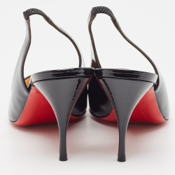 Christian Louboutin Black Patent Leather Clare Sling  Pumps Size 37.5