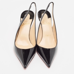 Christian Louboutin Black Patent Leather Clare Sling  Pumps Size 37.5