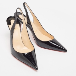 Christian Louboutin Black Patent Leather Clare Sling  Pumps Size 37.5