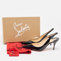 Christian Louboutin Black Patent Leather Clare Sling  Pumps Size 37.5