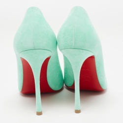 Christian Louboutin Blue Suede Decoltish Pointed Toe Pumps Size 39