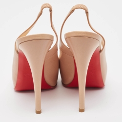 Pre Owned Christian Louboutin Beige Leather  Private Number Pumps Size 39.5