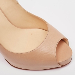 Pre Owned Christian Louboutin Beige Leather  Private Number Pumps Size 39.5