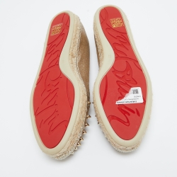 Pre Owned Christian Louboutin Glitter Leather Aliochette Espadrille Flats Size 38