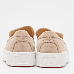 Pre Owned Christian Louboutin Beige Suede and Leather Metallur Sneakers Size 39