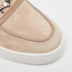 Pre Owned Christian Louboutin Beige Suede and Leather Metallur Sneakers Size 39