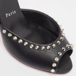 Pre Owned Christian Louboutin Black Leather Me Dolly Spike Sandals Size 38.5