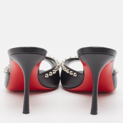 Pre Owned Christian Louboutin Black Leather Me Dolly Spike Sandals Size 38.5