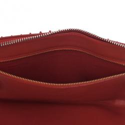 Pre Owned Christian Louboutin Red Patent Cris Spiked Leather iPad Case