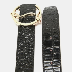 Christian Louboutin Black Croc Embossed Leather CL Logo Belt 80 CM