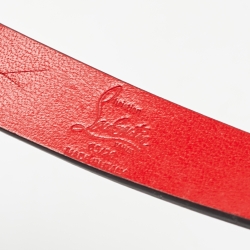 Pre Owned Christian Louboutin Black Leather Loubispikes Slim Belt 65 CM
