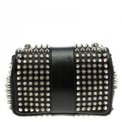 Pre Owned حقيبة كتف كريستيان لوبوتان سويت شيريتي ميني سبايكد جلد سوداء