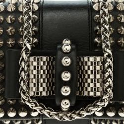 Pre Owned حقيبة كتف كريستيان لوبوتان سويت شيريتي ميني سبايكد جلد سوداء