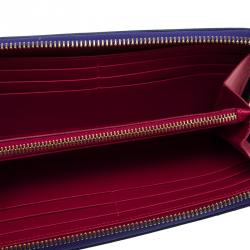 Pre Owned Christian Louboutin Blue Leather Multicolor Studded Spike Continental Wallet