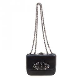 Christian Louboutin Black Leather Sweet Charity Loubi Bow Shoulder Bag