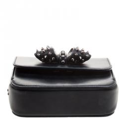 Christian Louboutin Black Leather Sweet Charity Loubi Bow Shoulder Bag