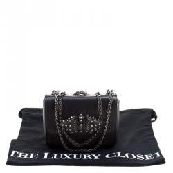 Christian Louboutin Black Leather Sweet Charity Loubi Bow Shoulder Bag