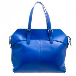 مملوكة مسبقًا Christian Louboutin Blue Leather Syd Studded Shopper Tote