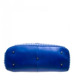 مملوكة مسبقًا Christian Louboutin Blue Leather Syd Studded Shopper Tote
