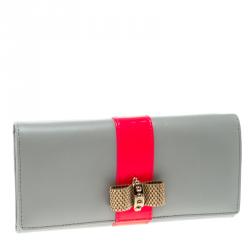Christian Louboutin Grey Leather Sweet Charity Continental Wallet 