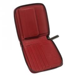 Christian Louboutin Red Leather Spiked Zip Around Wallet