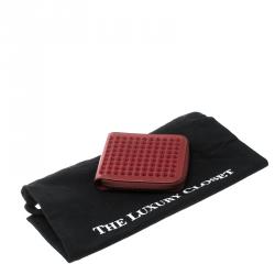 Christian Louboutin Red Leather Spiked Zip Around Wallet